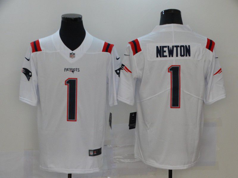 Men New England Patriots 1 Newton White Nike Vapor Untouchable Limited NFL Jersey